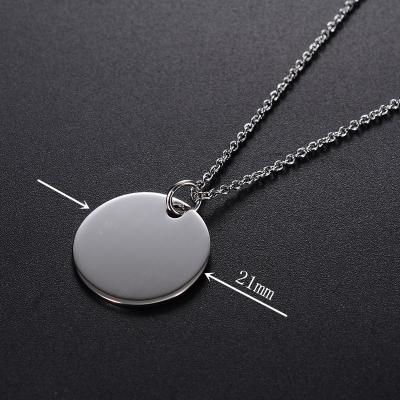 China Stainless Steel DIY Blank Laser Or Engraved Your Own Words Stainless Steel Round Disc Pendant Necklace for sale