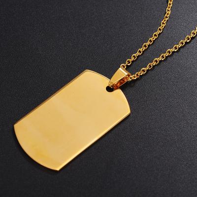 China Stainless Steel Gold Plated Stainless Steel Blank Engraved Dog DIY Men's Pendent Necklace for sale