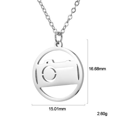 China Unique Single Color Camera Stainless Steel Gold Plated And Steel Pendant Male And Female Necklace Jewelry for sale