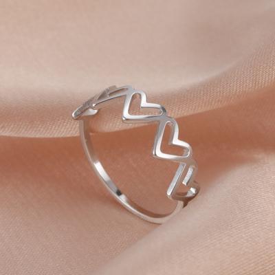 China TRENDY Minimalist Stainless Steel Heart Rings For Girls Fashion Women Cute Stainless Steel Finger Rings Jewelry Birthday Gifts for sale