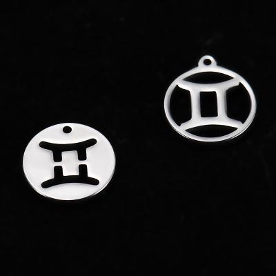 China CLASSIC Stainless Steel Zodiac Signs Horoscope Jewelry Dangling 12 Constellations Style For DIY Round Charms For Jewelry Making For Men for sale