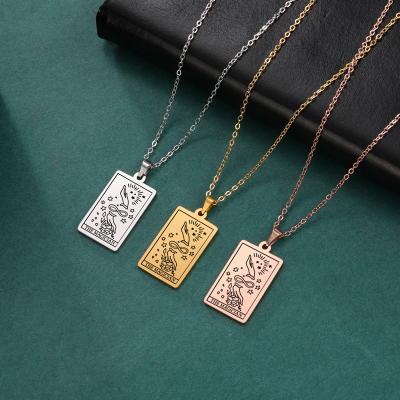 China Custom Waterproof Vintage Tarot Card Necklace Stainless Steel Jewelry New Products 2022 for sale