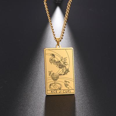 China High Quality Vintage Shadowscapes Tarot CUP Cards Pendant Necklace Major Arcana Tarot Cards Stainless Steel Jewelry Men for sale