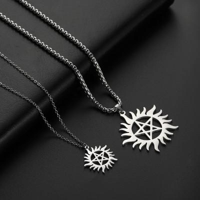 China Supernatural Jewelry Dean Women Men Men Statement Box Chain Necklaces Stainless Steel Sun Pentagon Durable Shiny Pendant Necklace for sale