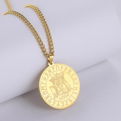 China Vintage Norse Viking Pendant Necklace Valknut Odin's Warrior Amulet Stainless Steel Viking Talisman Pendant Necklaces for sale