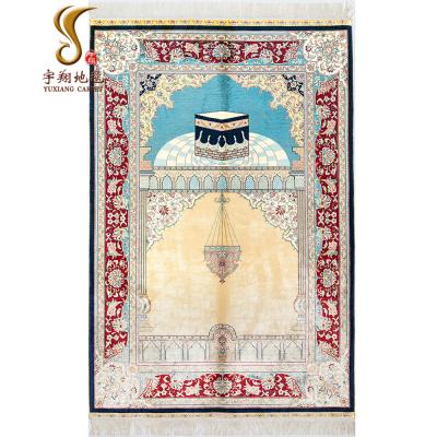 China 3x4.5 ft=91x137cm Prayer Mat Fine Hand Made Silk High Quality Anti-Slip Muslim Carpet for sale