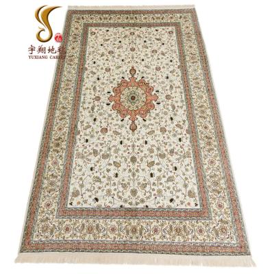 China CLASSIC Yuxiang 5*8 ft Beige Chinese Silk Custom Living Room Persian Rug Hand Knotted Vintage Rug for sale