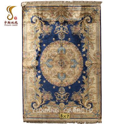 China Jacquard Yuxiang 5x7ft Silk Floor Blanket Hand Knotted Islamic Prayer Blanket for sale