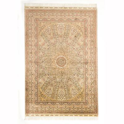 China Henan nanyang rug factory anti-slip 5' x7 Medium Persian silk rug Handknotted blue rug small rug for sale