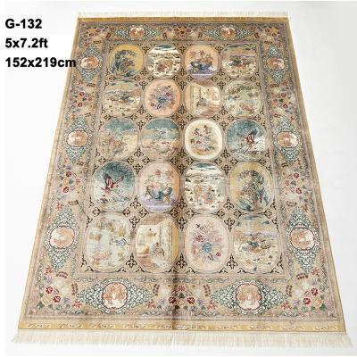 China Eco Beauty 5x7.2ft Traditional Tribal Persian Design Best Selling 100% Handmade Silk Rug for sale