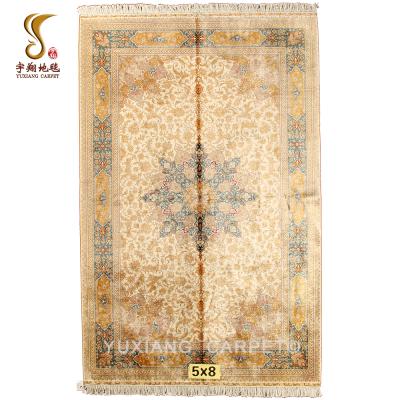 China Jacquard Style Luxury Persian Carpet 5x8ft Chinese Hand Knotted Silk Blanket For Living Room for sale