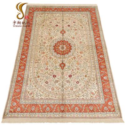 China Oriental Qum CLASSIC Persian Silk Handmade Living Room Blankets Yuxiang Silk Rug 183*274cm for sale