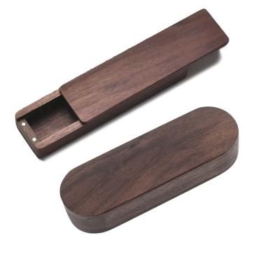 China Handmade Black Walnut Tea Packing Box Carry Mini Solid Wood Tea Box and Moving Wooden Tea Box for sale