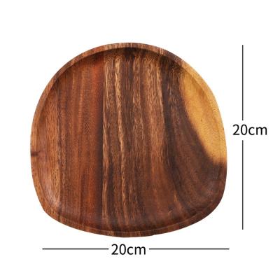 China Viable Wooden Round Snack Tray Beech Wooden Dish Dinner Tray Tableware Afternoon Tea Tray Can Be Customized for sale