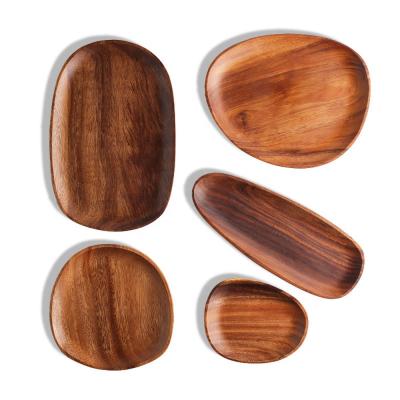 China Sustainable Japanese Refreshment Tray Tableware Walnut Fruit Wooden Disc, Wooden Dessert Tray for sale