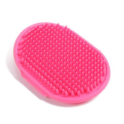 China Sustainable Dog Grooming Brush Soothing Rubber Pet Shampoo Bath Brush Massage Comb with Adjustable Ring Handle for sale