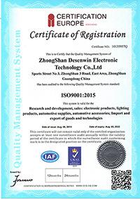 ISO9001 - Zhongshan Desenwin Electronic Technology Co., Ltd.