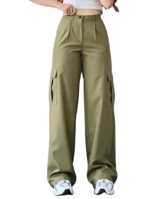 China Wholesale Anti-Wrinkle Cargo Pants New Style High Waist Pants Loose Straight Leg Pants For Women for sale