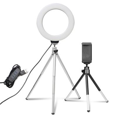 China 6inch Mini Selfie Ring Light Desktop LED Lamp Video Light with Tripod Phone Clip LH10 for sale