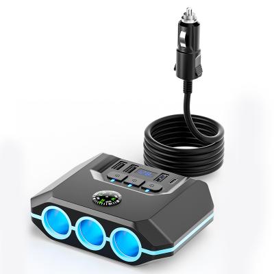 China Mobile Phone Quick Charge 3.0 Cigarette Lighter Adapter 12V/24V Car Charger 100W 3 USB Ports 2 Socket Car Cigarette Lighter Splitter Charger for sale