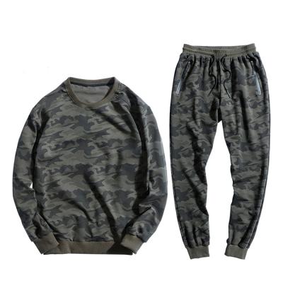 China Custom Anti-pilling Camouflage Cotton Sweatshirt Reactive Printing Heavy Joggers Tracksuits For Men for sale