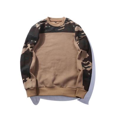 China Custom Embroidery OEM Anti-pilling Men's Crewneck Contrast Color Camouflage Sweatshirt Hoodies for sale