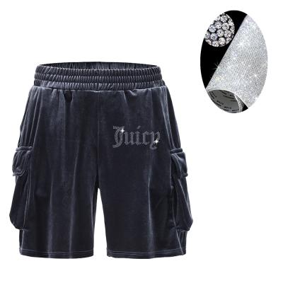 China Anti-Wrinkle Custom Hip Hop Street Velvet Shorts Zipper Velvet Gold Tapers Shorts Streetwear Waist Casual Men's Rhinestone Shorts for sale