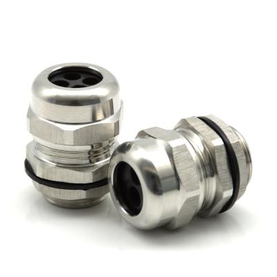 China Customized Good Quality M20 Smooth Surface Multi Hole Cable Glands Three Hole Nickel Plated Brass Cable Connector for sale