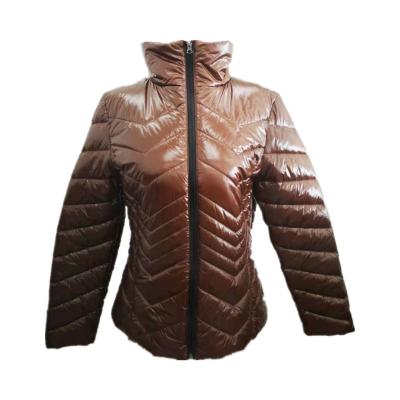 China Anti-wrinkle Lady Glossy Puffer Jacket Pu Leather Bread With Down Cotton Jackets Winter Warm Women Shiny Bubble Fur Coats for sale