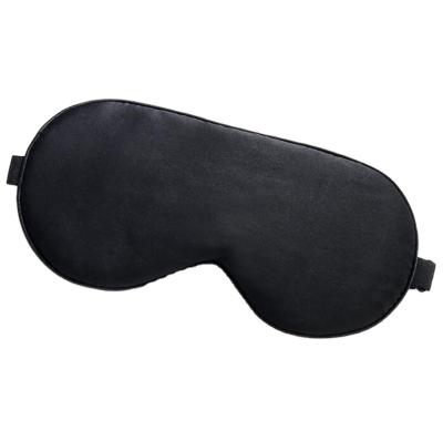 China Black Silk Blindfold Solid Color Anti-puffiness Hotel Travel Cupro EyeMask Sleeping Natural Silk Eye Mask for sale