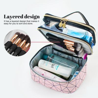 China Fashion Travel Waterproof Women Clear PVC Make Up Case Bag Transparent Makeup Pouch Custom Cosmetic Bags for sale