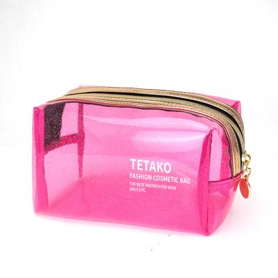 China Wholesale Fashion Travel Women Clear Makeup Waterproof Plastic Pouch Transparent PVC Cosmetic Bags for sale