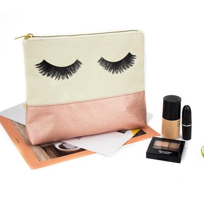 China Strong/durable/light women luxury eco-friendly beauty fashion portable PU printing canvas makeup bag cosmetic for sale