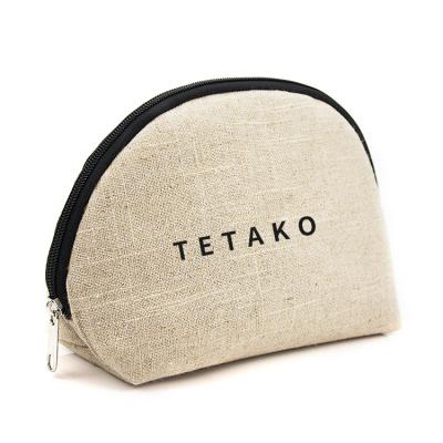 China Fashion Eco-Friendly Portable Women Travel Toiletry Bag Cosmetics Bag Jute Makeup Small Make Up Bag for sale