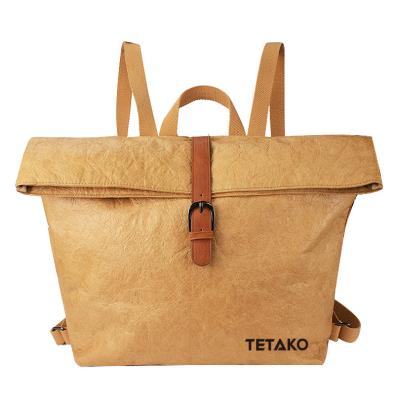 China Waterproof Fashion Paper Bag Large Capacity Classic Reusable Washable Brown Tyvek Backpack for sale