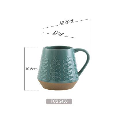 China Factory Wholesale Good Quality 19.1 Ounce Customized Embossed Pattern Coffee Mug Viable for sale