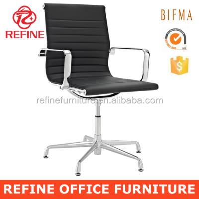 China Modern Black Fixed Office Executive Leather Swivel Chairs Without Wheels RF-S076E for sale