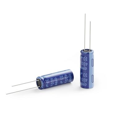 China LED Lighting Oyee 400V33UF 10*28 Guide Pin Aluminum Electrolytic Capacitor High Stability Long Life High Capacity for sale