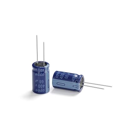 China LED Lighting Oyee 400V68UF 16*25 Guide Pin Aluminum Electrolytic Capacitor High Stability Long Life High Capacity for sale