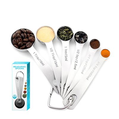 China 6 Pieces Stainless Steel Tbsp Viable Tsp ML Measuring Cups And Spoons Set With Gift Box for sale