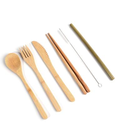 China 100% Sustainable Portable Eco Friendly Bamboo Fork Spoon Knife Sets for sale