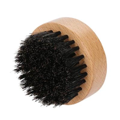 China Biodegradable Natural Wooden Round 6CM Round Beard Brush Comb Beard Custom Logo for sale