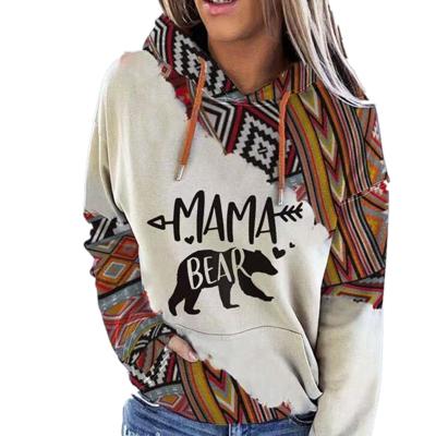 China Vintage Casual Aztec Print Sweatshirt Hooded Women's Hoodies Anti-pilling Color Block Print Long Sleeve Shirt Tops for sale