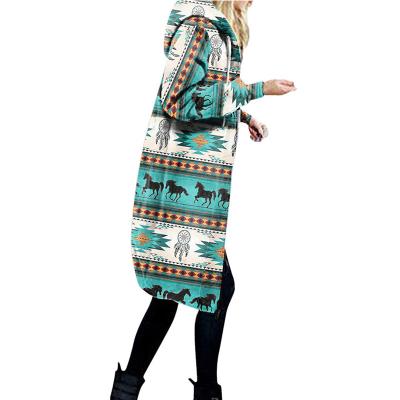 China Durable Women's Long Coat Hooded Clothing Comfortable Popular Women's Jacket Light AZTEC Printed Hooded Women's Jacket for sale