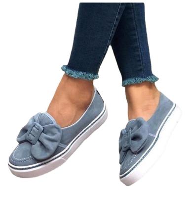 China Fashion Trend Women's Casual Canvas Shoes New Bowknot Solid Color Round Toe Flat Shoes Comfy Footwear Female Non-slip Loafers for sale