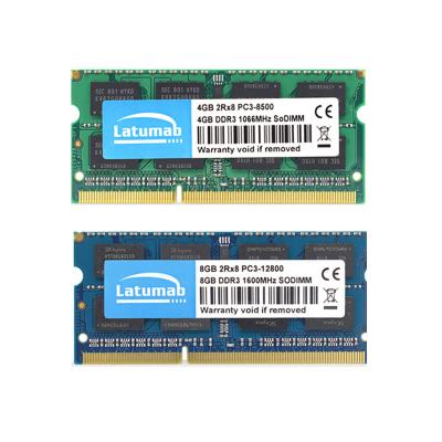 China Latumab 1060 1600MHz PC3 14900 12800 Notebook Memoria RAM DDR3 4GB 8GB 16GB 1866MHz 1333 Laptop Notebook Memory Module 204Pin 1.5V for sale