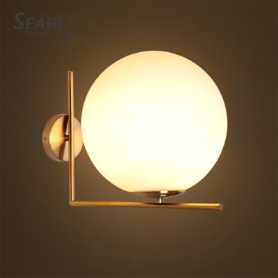 China New Restaurant Gold Decoration Bedroom Study Metal Indoor Contemporary Listed Room LED Modern Glass Wall Lamp for sale