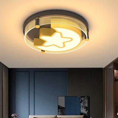 China Surface Mounted Unique Style Decoration Iron Bedroom Indoor Living Room Round Modern Black Gold LED Ceiling Lamp for sale