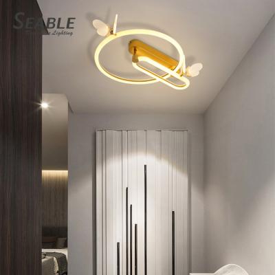 China Surface Mounted Acrylic Modern Black White Interior Decoration Living Room Hallway LED Ceiling Lamp Wholesale for sale