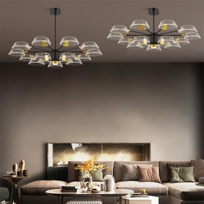 China New Design Contemporary Indoor Acrylic Decoration Black Gold Color Contemporary Dining Room LED Pendant Light for sale